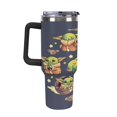 thumbnail image 3 of Vaso para automóvil de gran capacidad de 40 oz con asa y tapa con pajita de Baby Yoda, taza de viaje al vacío de acero inoxidable de doble pared con aislamiento, taza para automóvil de gran capacidad, 3 of 5