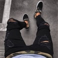 thumbnail image 2 of goowrom Men's Leisure Ripped Jeans Skinny Stretch Pants Tapered Legs Trousers, 2 of 4