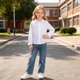 thumbnail image 4 of Posijego Girls Dress Shirts Ruffled Button down Long Sleeve Shirts School Uniform Tops Collared Formal Shirts 2-13 Years, 4 of 9