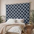 thumbnail image 2 of Navy Blue Morocco Tapestry for Bedroom Wall Hanging Tapestry, Modern Farmhouse Minimalist Plaid Ceiling Backdrop Tapestries Poster Blanket Wall Decor for Teens Room Living Room Dorm 59" x 90", 2 of 7