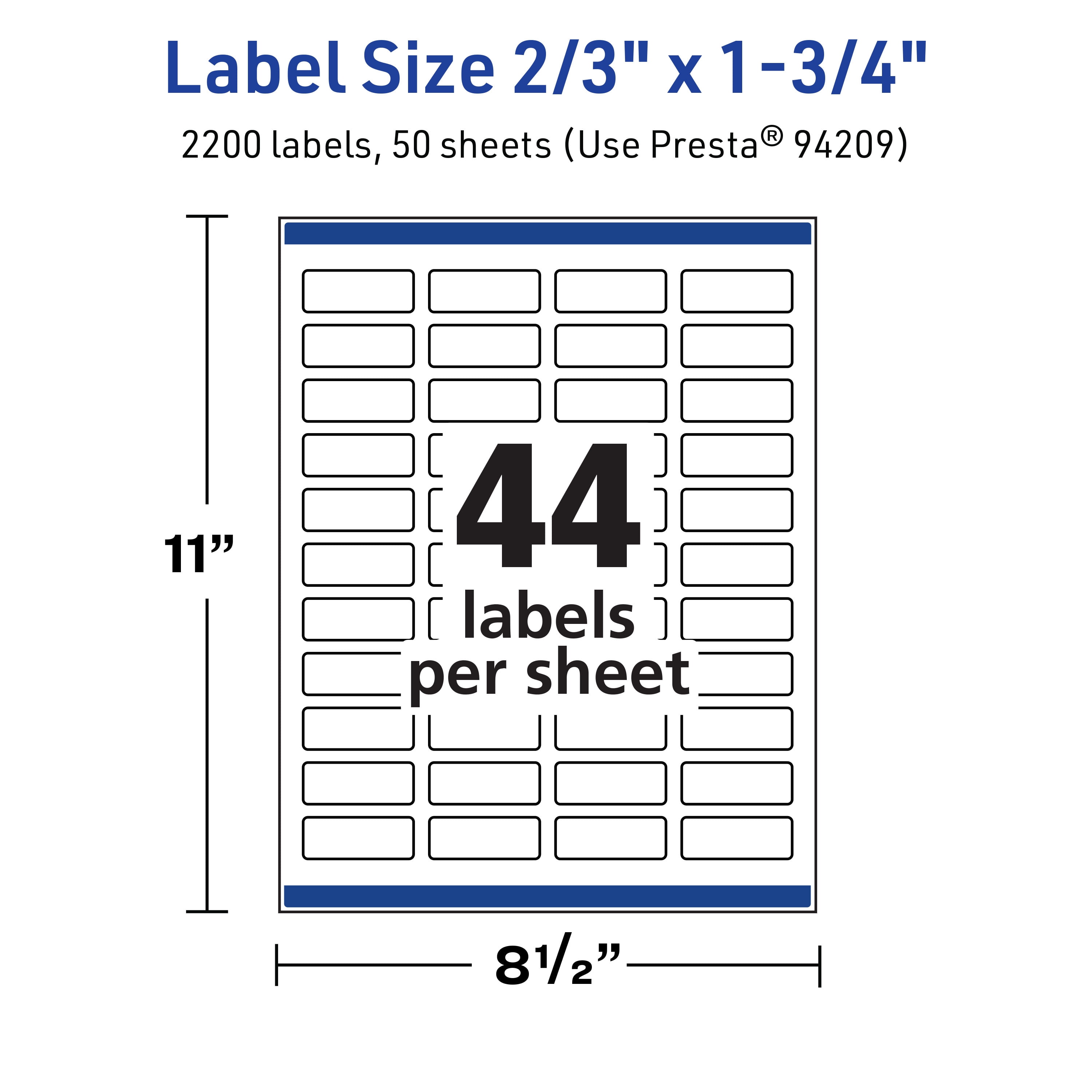 Avery TrueBlock Rectangle Labels, 2/3" x 1-3/4", 2,200ct