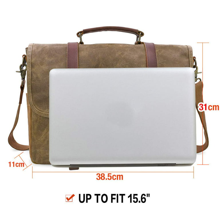 Personalized Full Grain Leather Canvas Messenger Bag Mens Waxed Canvas  Briefcase Canvas Laptop Bag Satchel Bag Men