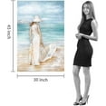 thumbnail image 2 of HFDF Coastal Wall Decor Beach Pictures: Beachy Woman with Umbrella Canvas Art Ocean Sea Lady Artwork Nautical Sailboat Painting for Living Room 16x24inch Framed, 2 of 6