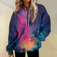 thumbnail image 2 of WTOBBY Women's Tie-Dye Graphic Hoodie, Oversized Casual Pullover, Long Sleeve Patchwork Print Sweatshirt with Vibrant Colors and Street Style Design,Blue L, 2 of 6