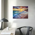 thumbnail image 3 of Nawypu Beach landscape Canvas Wall Art - Bathroom Wall Decor Ocean Sea Wave Sunset Artwork for Living Room Bedroom Decoration Coastal Seascape Poster Woodern Framed Print Ready to Hang 20x16 inch, 3 of 4