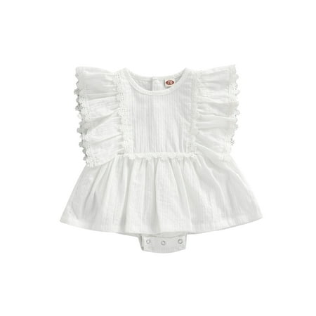

Binpure Newborn Jacquard Jumpsuit Baby Girls Flower Pattern Round Neck Fly Sleeve One-piece