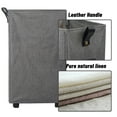 thumbnail image 4 of Caroeas X-Large Slim Laundry Baskets 27" Tall with Leather Handle, Laundry Basket on Wheels , Collapsible Laundry Hamper, Rolling Hamper Dorm Baskets (Grey Linen), 4 of 6