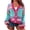 Rose red, variant on Long Sleeved Fall V-neck Colorful Striped Print Casual Knit Cardigan Coat