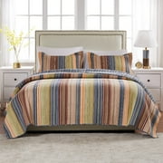 Greenland Home Katy Boho Stripe 100% Cotton Quilt and Pillow Sham Set, 2-Piece Twin/Twin XL
