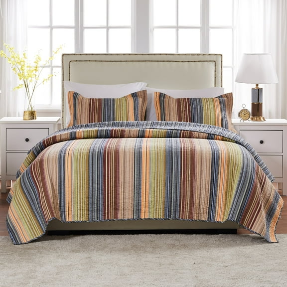 Boho Stripe Reversible 2 - 3 Piece Quilt Set by Global Trends