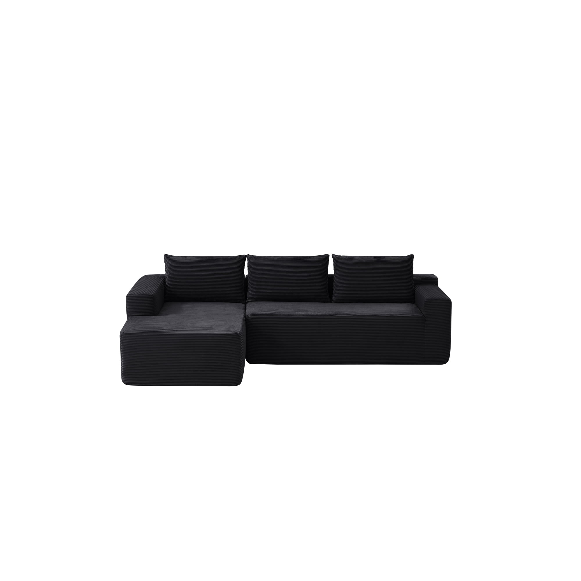 Leumius Cloud Sectional Couch with L-Shape Chaise,Modern Upholstered Boneless Couch with Deep Seat for Living Room Bedroom, No Assembly Required,Black(Left Facing Chaise)