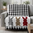 thumbnail image 2 of Easter Blanket Soft Cozy Warm Throw Blanket for Couch, Plush Fuzzy Flannel Fleece Blankets for Sofa, Cartoon Leopard Print Buffalo Plaid Rabbits Bed Blankets Lightweight Gifts for Women, 40"x60", 2 of 9