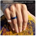 thumbnail image 2 of Metal Blue Bevel Edge Breathable Silicone Ring 6mm Bandwidth, 2 of 4