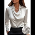 thumbnail image 4 of Camisas Elegantes de Larga con Cuello de Color Liso para Mujer, Camisetas Formales de Trabajo, Blusas Casuales de Oficina M, 4 of 6