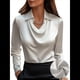 thumbnail image 4 of Camisas Elegantes de Larga con Cuello de Color Liso para Mujer, Camisetas Formales de Trabajo, Blusas Casuales de Oficina XXXL, 4 of 6