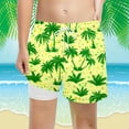 thumbnail image 2 of Bainana Shorts For Boys Child Coconut Print Elastic Waist Straight Leg Shorty Leisure Soft Kids Summer Beach Wear 7 Years Yellow, 2 of 4