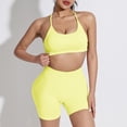 thumbnail image 2 of Hessimy Workout Sets for Women 2 Piece - Seamless Yoga Outfits Shorts and Padded Sports Bra Gym Athletic Clothing Set(Yellow,S), 2 of 5