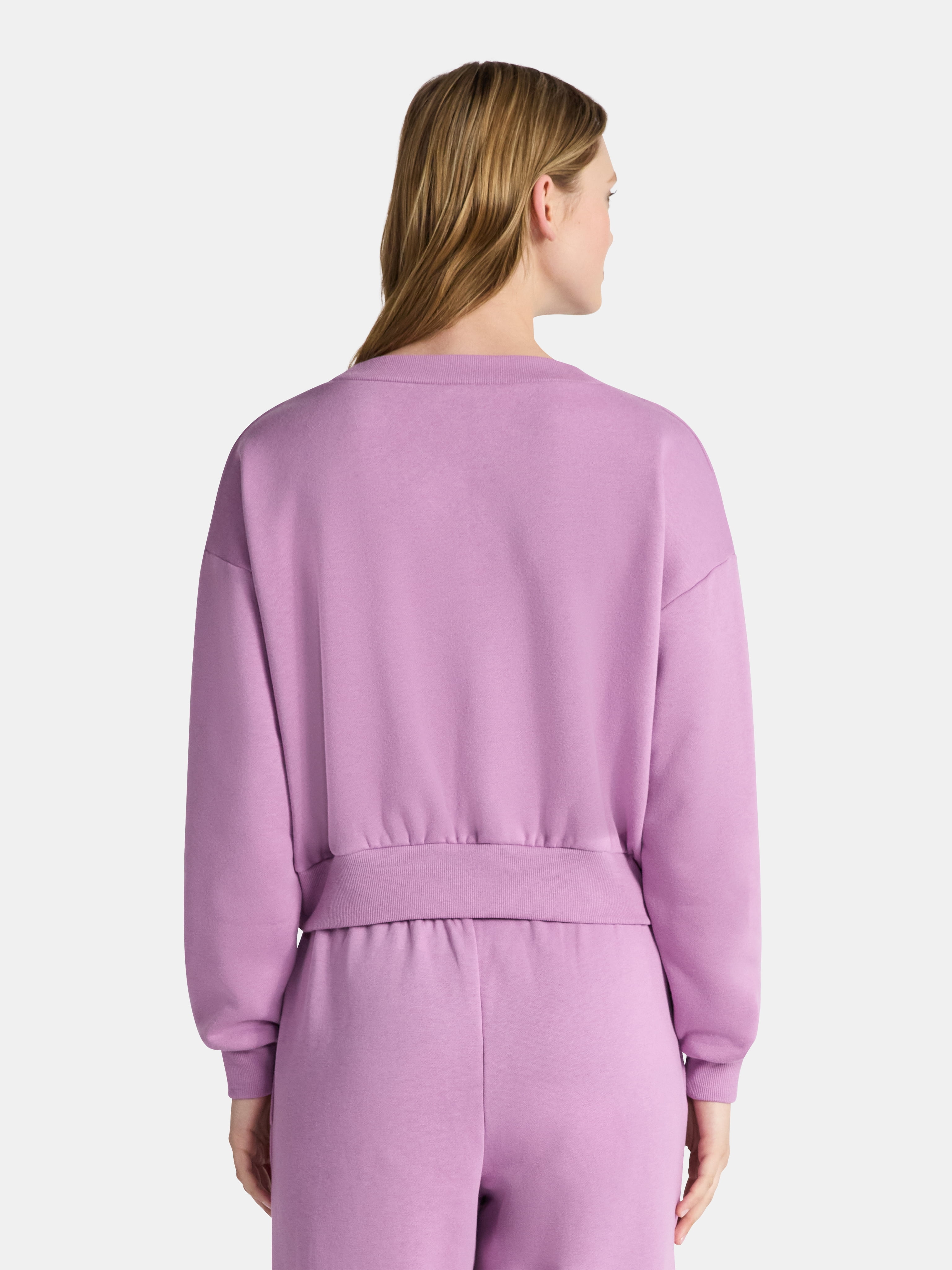 No Boundaries V-Neck Fleece Cropped Sweatshirt, Women's