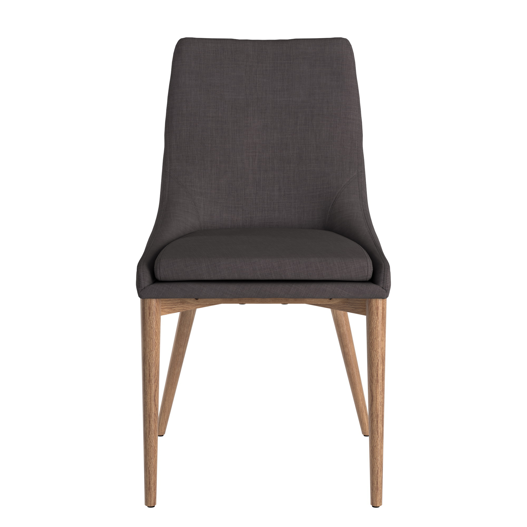 Chelsea Lane Mid-Century Modern Linen and Oak Dining Chairs, Set of 2, Dark Grey