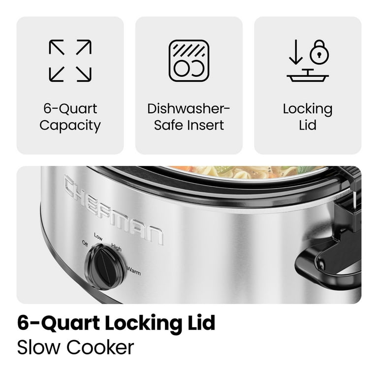 Courant 6-QT Locking Slow Cooker - Stainless Steel