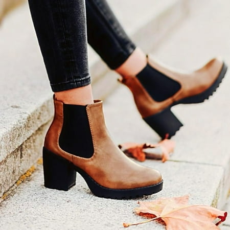 

TANGNADE High Boots Fashion Socks Women s Spliced Knitted Leather Boots Heel Fashion Elastic women s boots Shoes