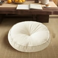 thumbnail image 2 of Btomtd Thickened Fabric Round Cushions in Japanese-Style, Linen Futon for Balcony Window and Tatami, Versatile Seat Cushion and Floor Pouf, Size 18", Beige, 2 of 6