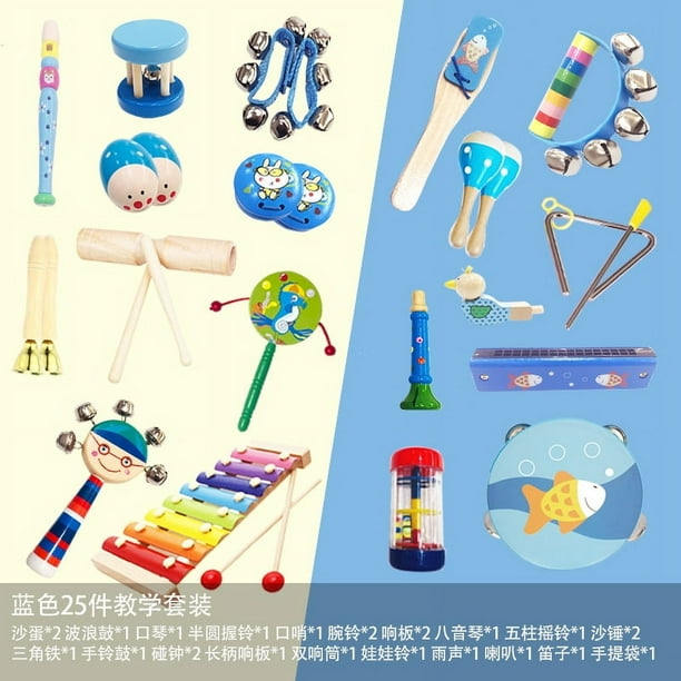 Juego de instrumentos musicales de 19 piezas, instrumento de percusión para niños, material didáctico para educación temprana, música para bebés y jardín de infantes