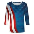 thumbnail image 4 of 3/4 Sleeve American Flag Tops for Women Plus Size Independence Day Patriotic Tunic Shirts Round Neck Casual 4th of July T-Shirts Memorial Day Outfits Lightweight Loose Fit Cute T Shirts Blouse, 4 of 5