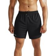 NELEUS Mens 2 in 1 Dry Fit Workout Shorts with Liner and Pockets,Black+Gray+Navy Blue,US Size L
