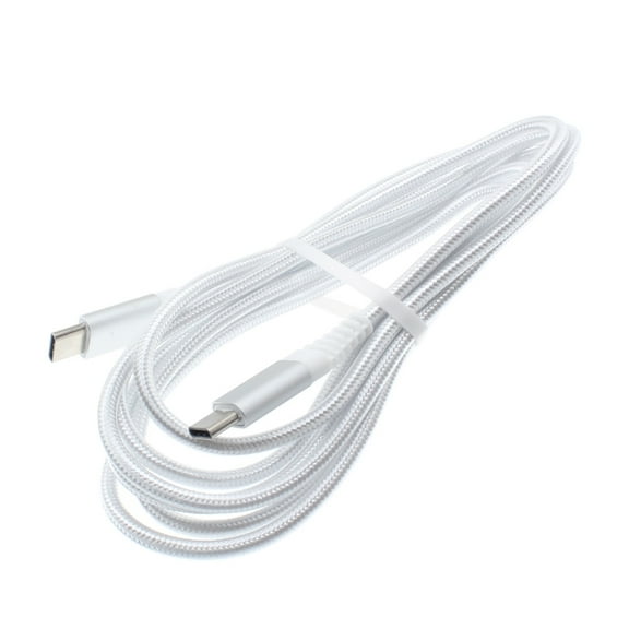 Compatible With Samsung Galaxy S10e S10  S10 - White 6ft Long Braided Type-C to Type-C Cable [C-to-C] USB Wire Sync USB-C Power Cord [Fast Charging] [High Speed] D2G