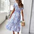 thumbnail image 4 of Vestido de verano, vestido de mujer, vestido de mujer con escote en V, vestido con dobladillo con volantes, valor excepcional, 4 of 6