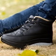 thumbnail image 5 of hopeusnice Women's Wedge Winter Boots Warm Fuzzy Fleece Lined Lace Up Ankle Booties Comfortable Waterproof Sneakers Black 36, 5 of 9