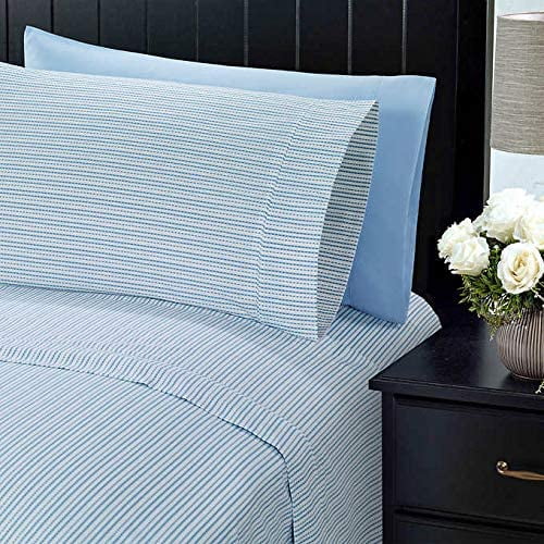 CMA Charisma Microfiber 6Piece Sheet Set, Blue Print, Queen NEW