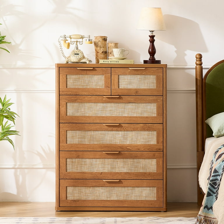 wicker dresser NEW! handmade small chest of 3 drawers boho rattan furniture Made in Indonesia Handwoven by skilled artisans using the worlds finest quality rattan and wicker 6-Drawer Wicker Dresser