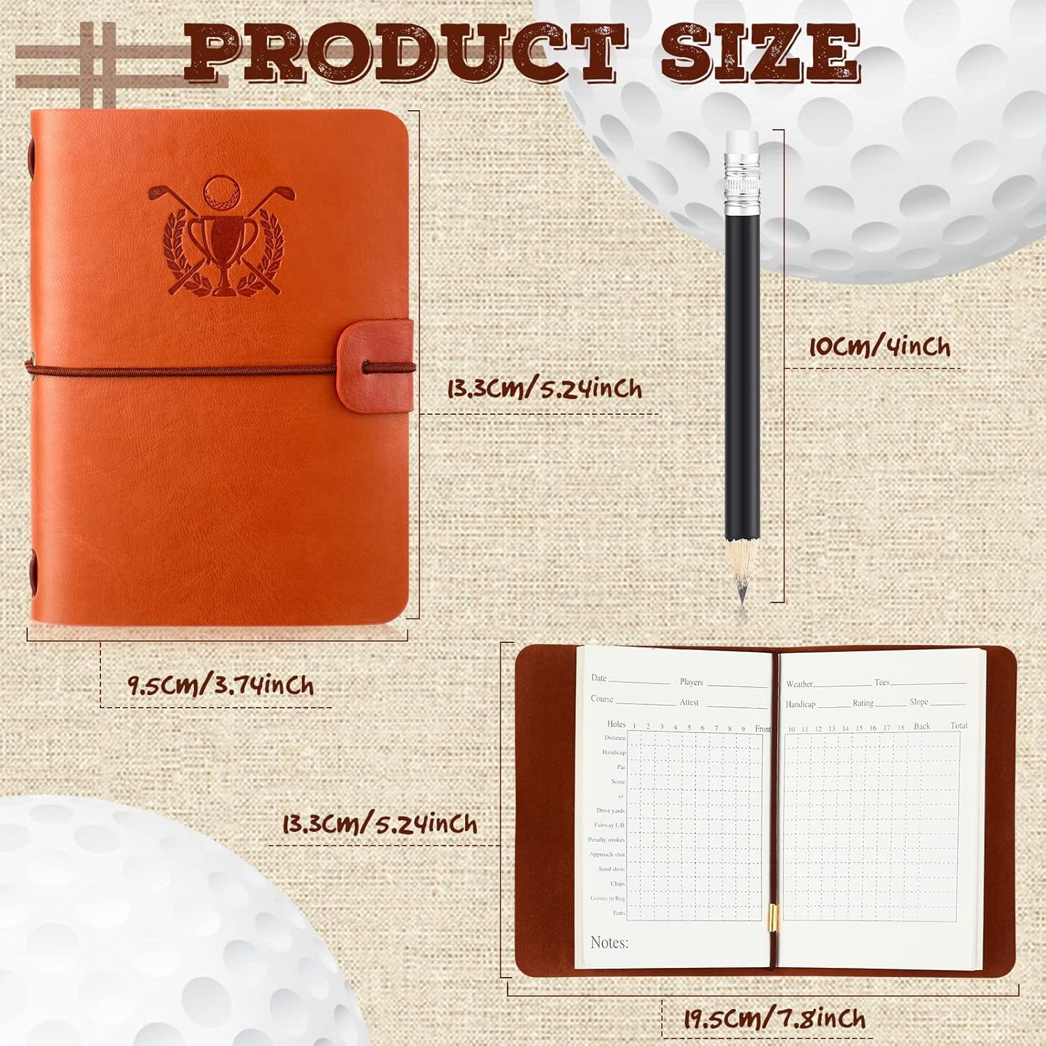 Golf Scorecard Book with Pencil Leather Golf Journal Scorecard Holder Accessories Notebook Log Book Pocket Scorebook Gifts for Men Golfers, Sports and Outdoor Club Accessories