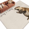 thumbnail image 2 of 6'x9' Area Rugs, Happy Groundhog Day Indoor Outdoor Area Rug for Living Room Bedroom, Spring Seasonal Holiday Brown Animal Washable Bathroom Rugs Kitchen Floor Carpet Mats Home Decor Aesthetic, 2 of 8