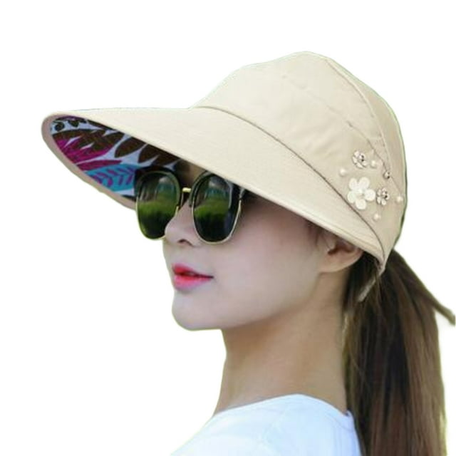 Chapeau de Soleil Pliable à Grand Bord avec Design Floral en Beige - Parfait pour les Aventures en Plein Air, les Voyages à la Plage et les Festivals d'Été, Offrant Protection Solaire Complète et Confort.