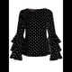 thumbnail image 3 of Blusa de con Mangas Acampanadas y Lunares para Mujer, Talla Grande, con Mangas Plegadas Negro L, 3 of 7