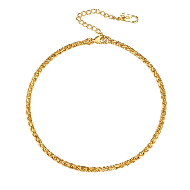 Pulsera tobillera PROSTEEL de trigo para mujer 3 mm Acero inoxidable oro ajustable