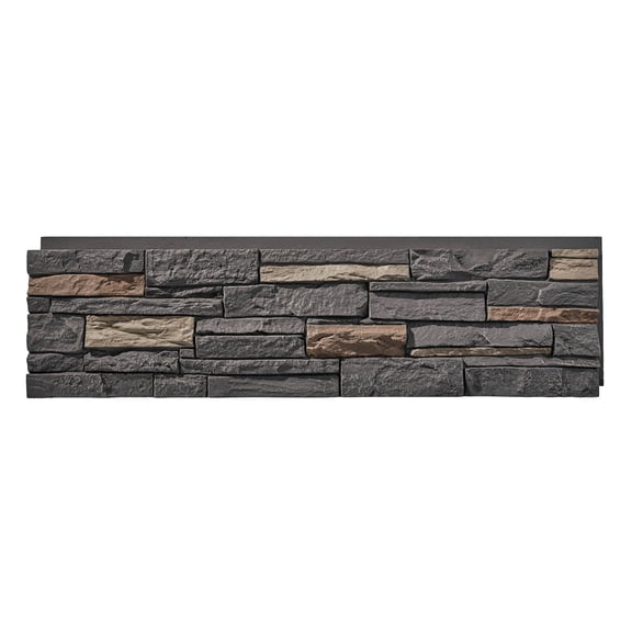 WallWell Iron Gray Premium Faux Stone Wall Panel, 46.25” x 12.88", Lightweight PU, DIY Tongue & Groove, Indoor/Outdoor Decorative Siding (1 Panel)
