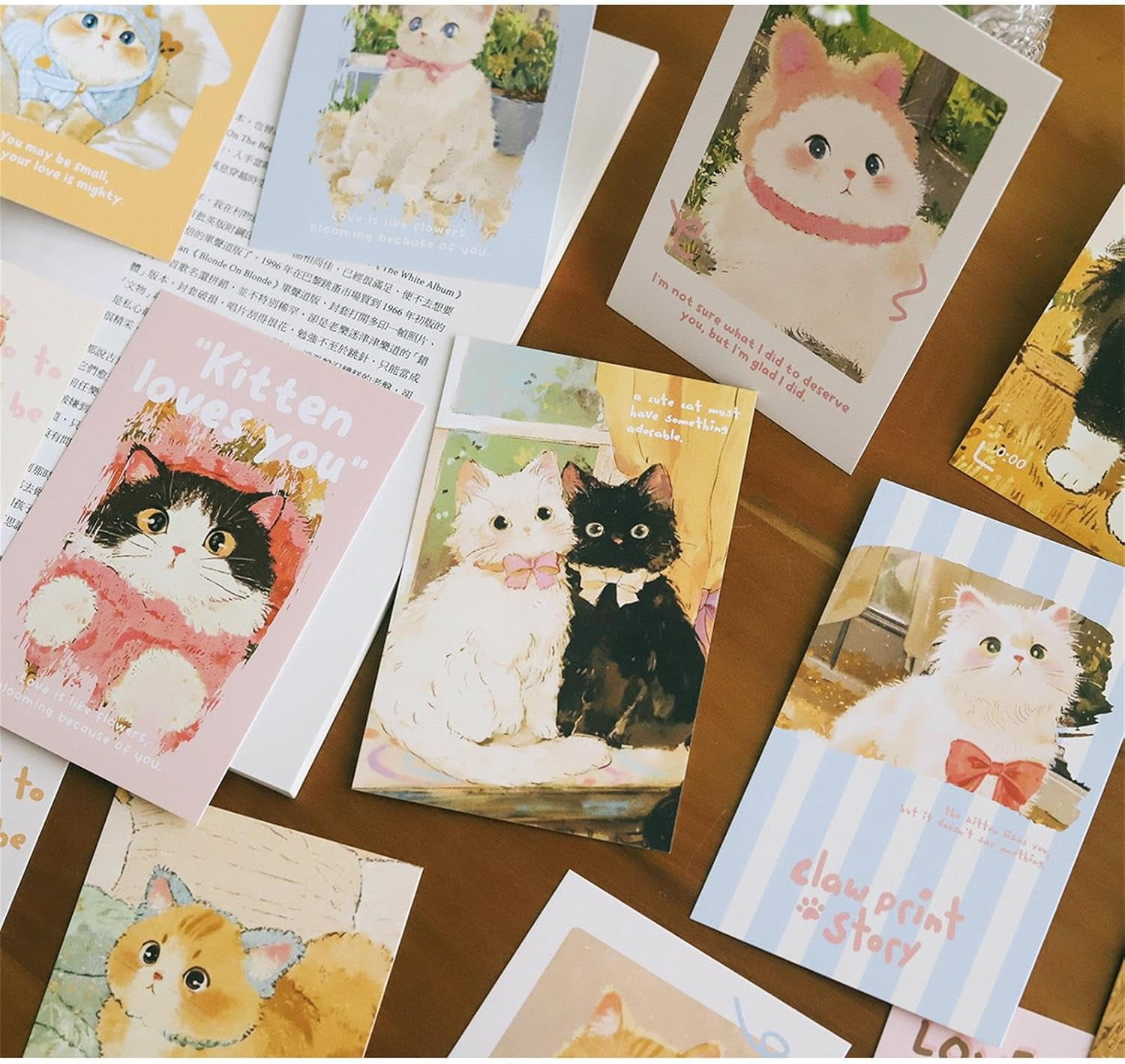 Cute Cat Postcards - Blank Inside, Hand Drawn Kitty Cards for Gifts, Thank You, Birthday, Wall Decor