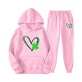 thumbnail image 1 of Gibobby Conjuntos de sudadera con bloques Nuevo Conjunto de Sudadera con capucha informal, , monocromática, Plus St, estampado de cuatro hojas, sudadera con c(Rosa,M), 1 of 2