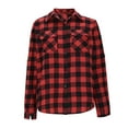 thumbnail image 3 of Women's Plaid Flannel Shirt Long Sleeve Button Down Collared Blouse Lightweight Soft Brushed Cotton Top for Fall Casual Work or Layered Outfits, 3 of 5