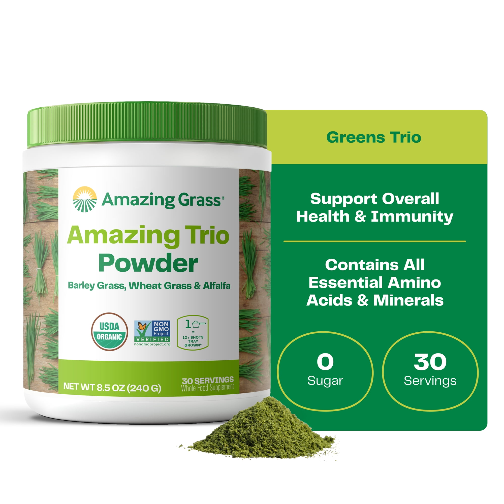 Amazing Grass Amazing Trio Alfalfa, Barley, & Wheatgrass Powder, 30 Servings