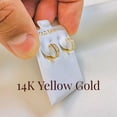 thumbnail image 2 of 14k Yellow/White Gold Princess Cut CZ Huggies Hoop Earrings for Womens Mens / Womens Jewelry Earrings for Everyday / Aretes Argollas en Oro Solido Real 14K, 2 of 11