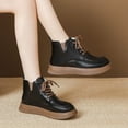 thumbnail image 2 of Black Women'S Fashion Casual Ankle Boots Thick Sole Height Increasing Warm Lined Short Boots Comfortable Outdoor Walking Shoes Size 39, 2 of 9