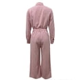 thumbnail image 6 of VBTAPA 2 Piece Outfits for Women Casual Lounge Sets Long Sleeve Button Down Shirts and Wide Leg Pants Sets Tracksuit Pink XXL, 6 of 8