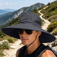 thumbnail image 2 of Wide Brim Sun Hat for Men & Women, UPF 50+ UV Protection, Breathable Mesh Windproof Chin Strap Foldable Outdoor Hat, Fishing Hiking Hat for Camping Mountain Travel Black Free Size, 2 of 6