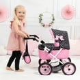 thumbnail image 6 of Trendy Doll Pram in Black & Pink W/ Hearts, Includes Matching Shoulder Bag, Fits Dolls Up to 18", 6 of 6