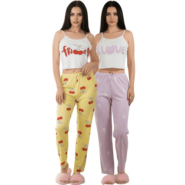 Set De 2 Conjunto Pijama Mujer Blusa Y Pantalón Dama Piyama Unitalla Pyjama